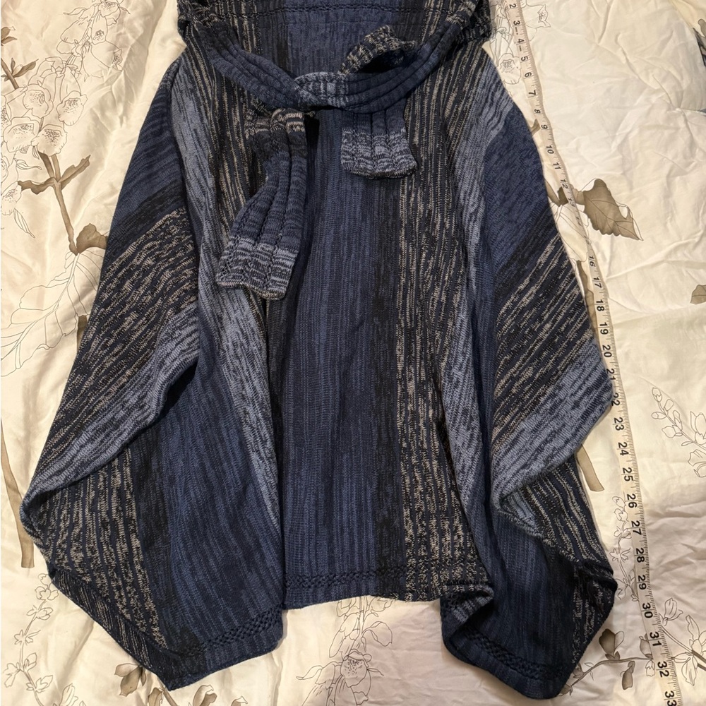 Anthropologie Navy and Charcoal Striped Knit A-Line Skirt